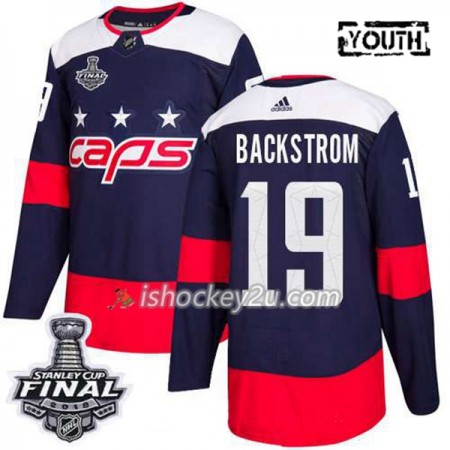 Børn NHL Washington Capitals Trøje Nicklas Backstrom 19 2018 Stanley Cup Final Patch Adidas Stadium Series Authentic